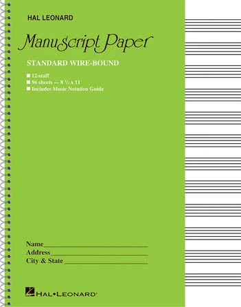 Hal Leonard Manuscript Spiral Bound 96 Pages 12 Staves 3 Hal Leonard Manuscript Spiral Bound 96 Pages 12 Staves