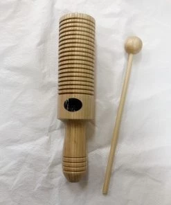 Crescendo Music Percussion Single Hand Held Wood 8 1/4 Inch Tone Block With Mallet