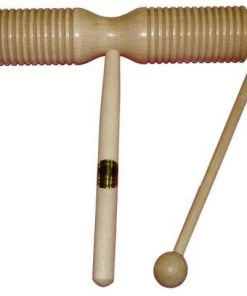 Crescendo Music Two Tone Wood Block With Guiro Percussion