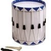 Opus Percussion Samba Drum In White & Blue With Carry Strap & Beaters (35cm X 43cm)