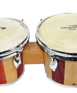 Percussion Plus 6 & 7" Wooden Bongos In 2-Tone Gloss Natural Lacquer Finish