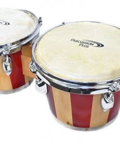 Percussion Plus 6 & 7" Wooden Bongos In 2-Tone Gloss Natural Lacquer Finish