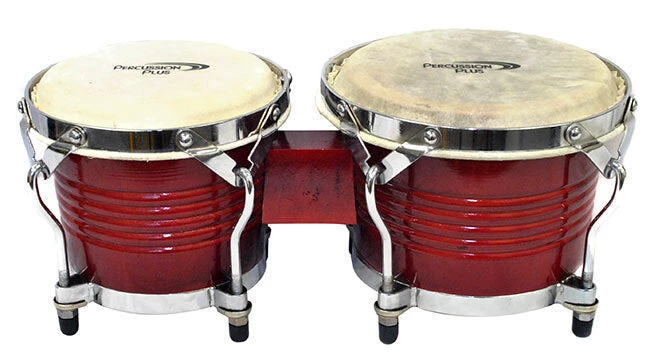 Percussion Plus Deluxe 6 & 7" Wooden Bongos In Gloss Lacquer Finish 5 Percussion Plus Deluxe 6 & 7" Wooden Bongos In Gloss Lacquer Finish