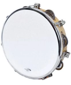 Percussion Plus 10" Wooden Tuneable Tambourine With 8-Single Rows Of Jingles