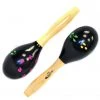 Percussion Plus Wooden Maracas In Black & Patterned Finish