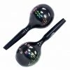 Percussion Plus Large Wooden Maracas In Black & Patterned Finish