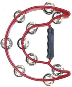 Percussion Plus Half Moon Tambourine With 10-Double Rows Of Jingles In Black