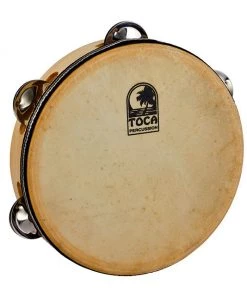 Toca Players Series Wooden 7-1/2" Tambourine With Head & Single Row Of Jingles Percussion