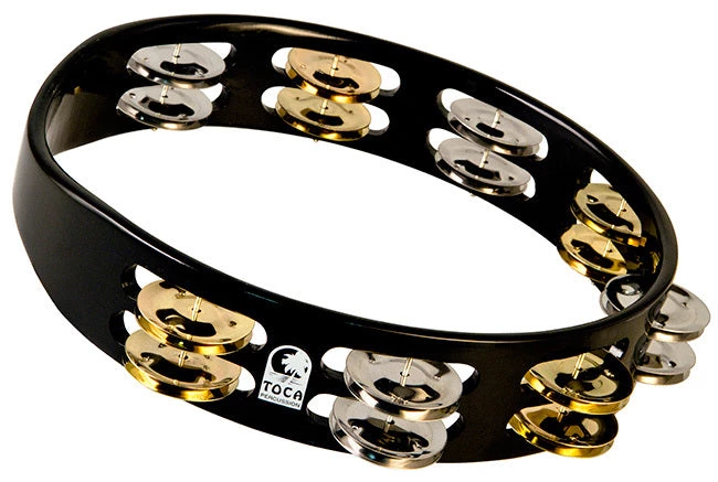 Toca Colorsound Acacia Hardwood 10" Tambourine In Black With Brass & Nickel Jingles Percussion 3 Toca Colorsound Acacia Hardwood 10" Tambourine In Black With Brass & Nickel Jingles Percussion